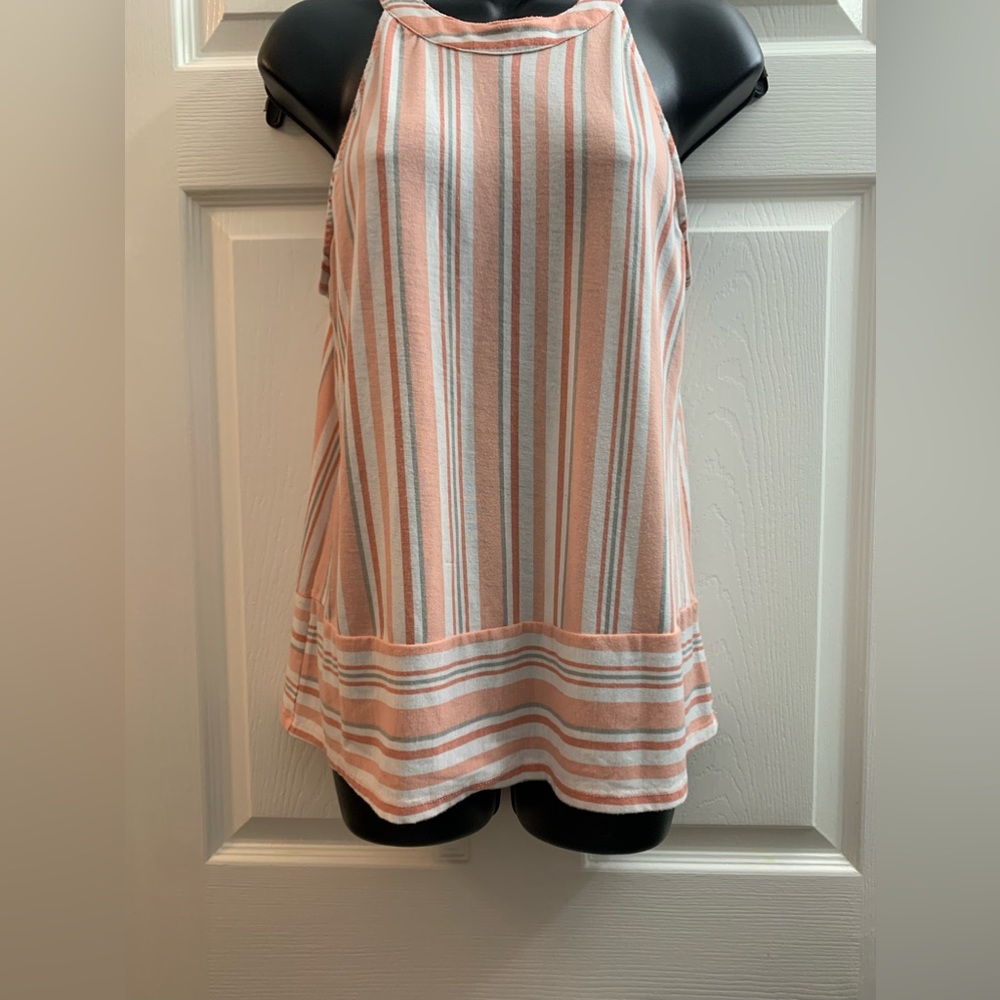 Wallflower striped peach grey and white tank top size large euc